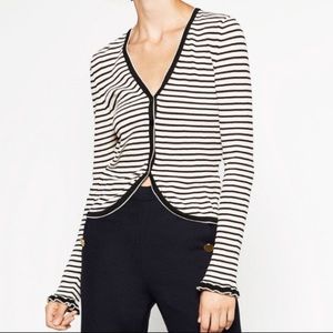 Zara knit black/cream striped cardigan